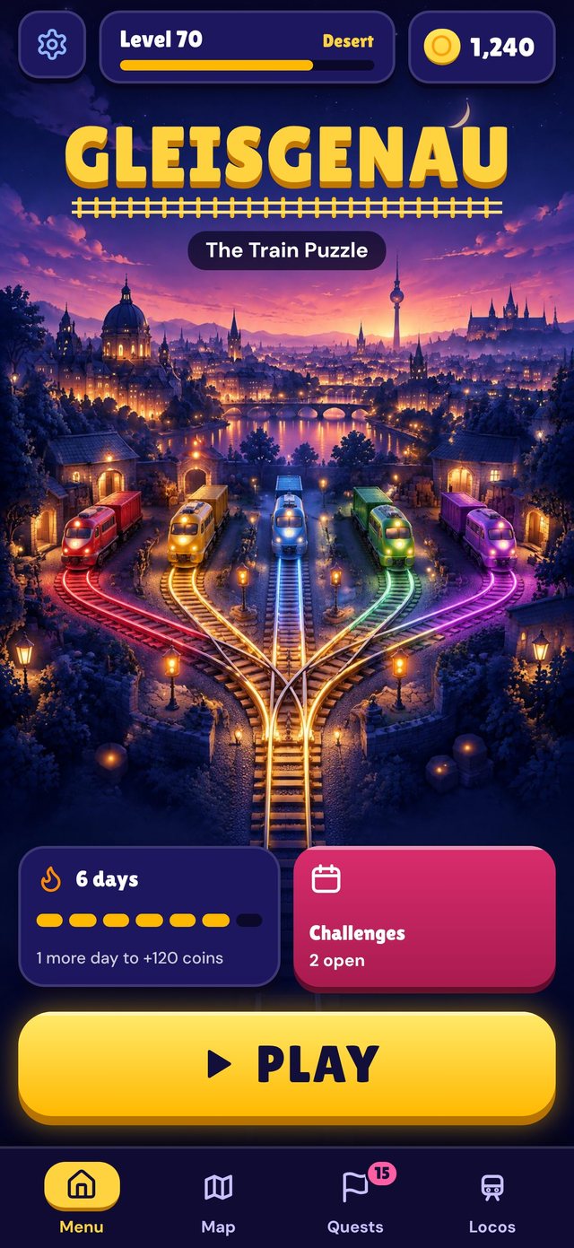 Gleisgenau main menu on iPhone