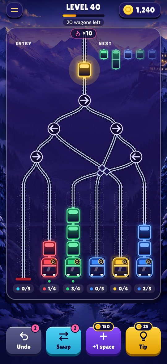 Game board with switches and locos